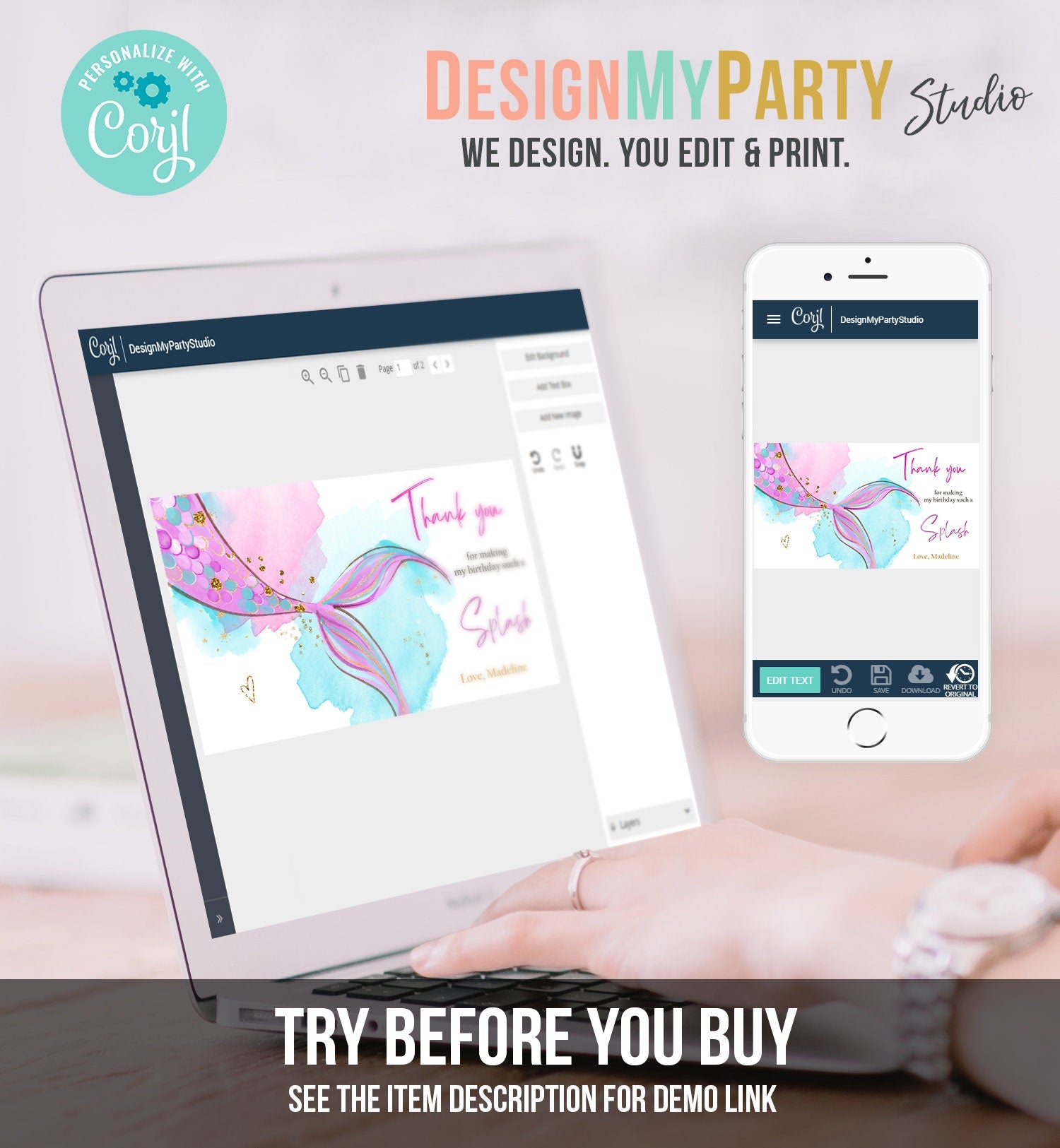 Mermaid Gable Gift Box Label Pink Mermaid Birthday Girl Favor Box Label Under The Sea Pink Purple Digital Download Template Printable 0403