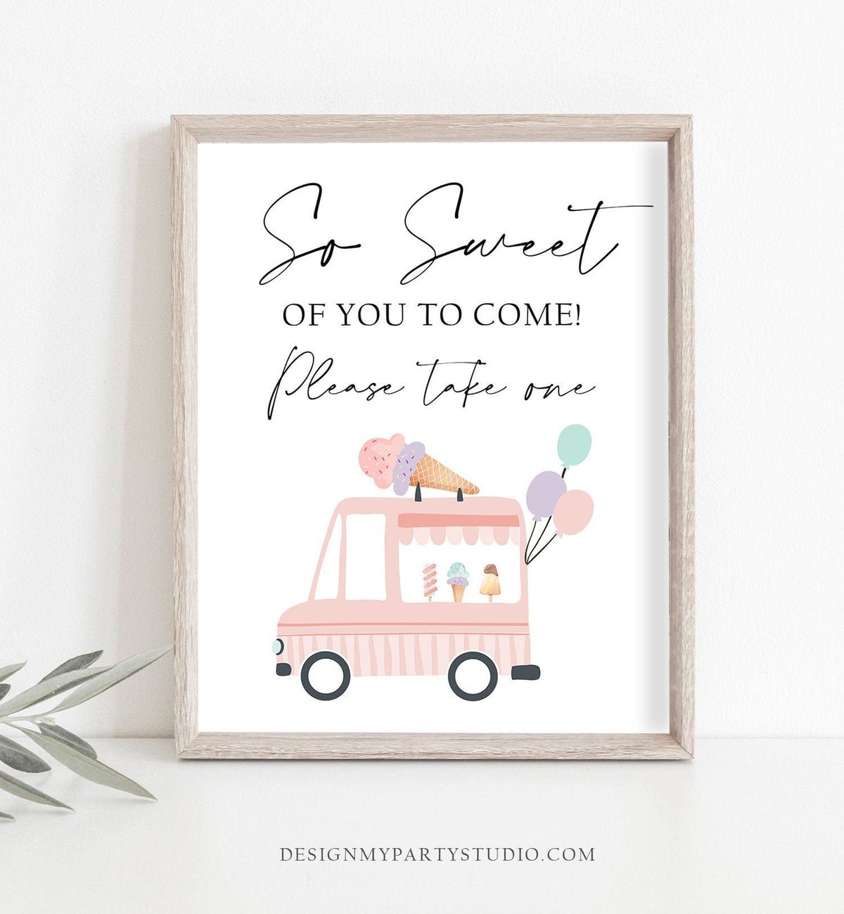 Ice Cream Birthday Sign Thank You Sign Ice Cream Favors Table Sign Ice Cream Truck Summer Pink Mint Purple Instant Download Printable 0415