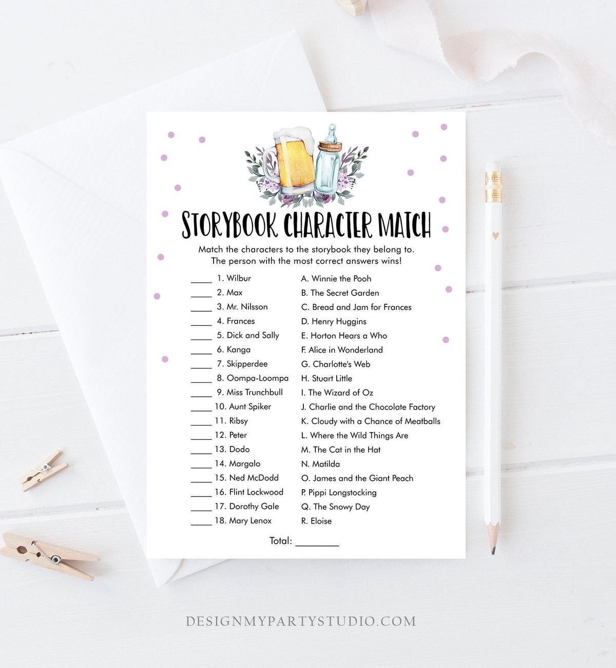 Editable Baby is Brewing Baby Shower Games Bundle Bottles and Beers Couples Shower Activity Game Pack Purple Printable Digital Template 0190