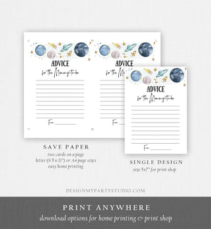 Editable Advice Card Baby Shower Game Advice for Mommy to Be Outer Space Planets Rocket Galaxy Shower Activity Corjl Template Printable 0357