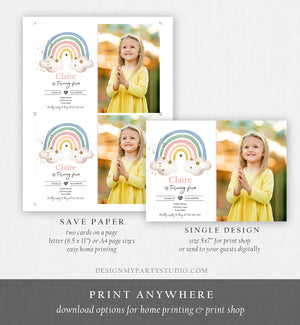 Editable Rainbow Birthday Invitation Pastel Rainbow Invite Girl Over The Rainbow Party Modern Boho Printable Download Corjl Template 0387
