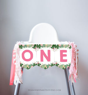 High Chair Banner Safari Pink Gold Girl First Birthday Wild One Party Animals Wild Onederful ONE Banner Digital Download Printable 0016 0332