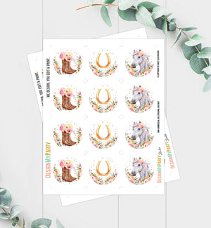 Horse Cupcake Toppers Favor Tags Girl Saffle Up Pony Birthday Party Decoration Cowgirl Floral Horse Pink Download Digital PRINTABLE 0408