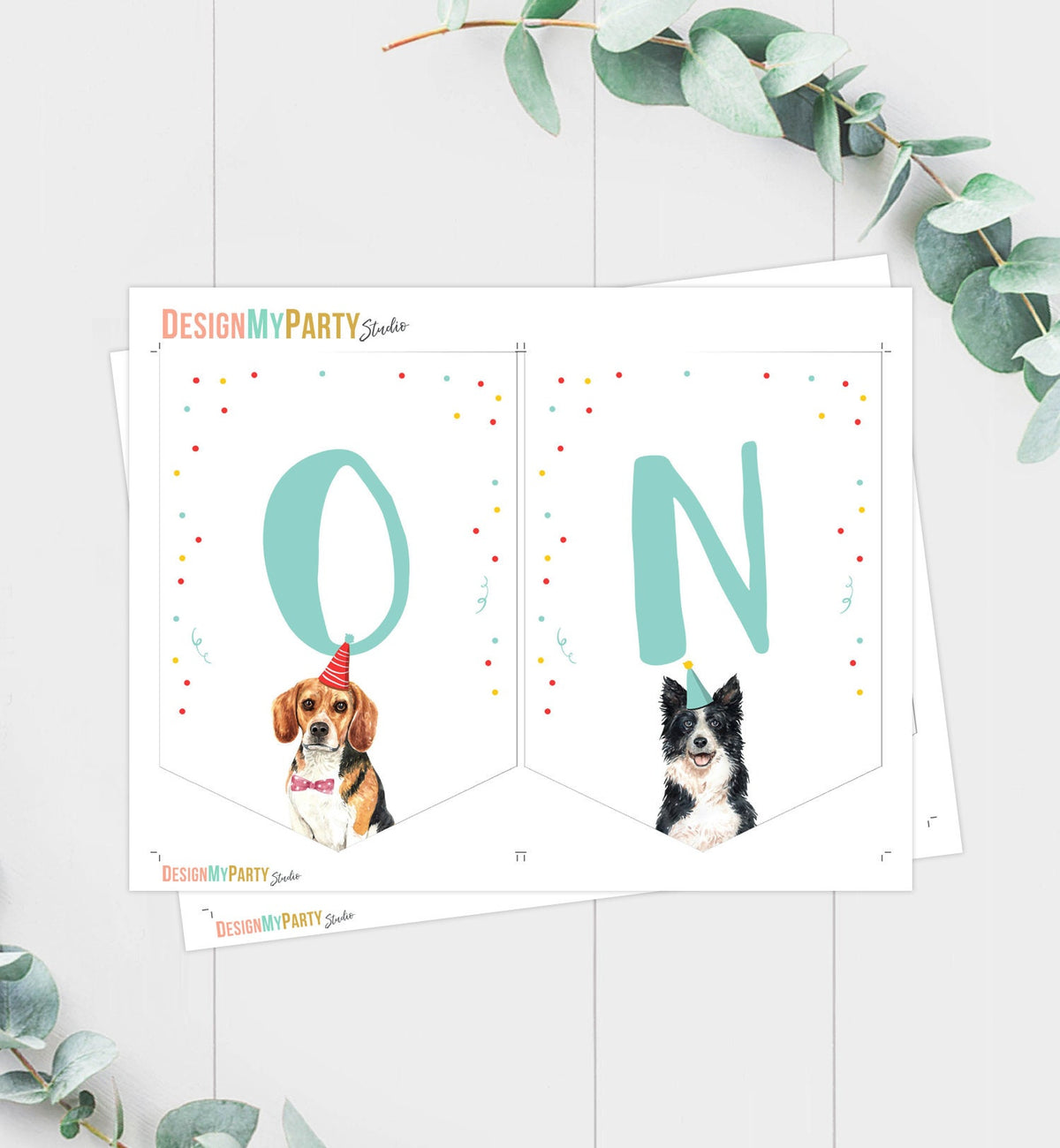 Puppy 1st Birthday High Chair Banner Dog Birthday Party Puppy Birthday Boy ONE Banner Puppy Party Decor Dog Download Digital Printable 0384