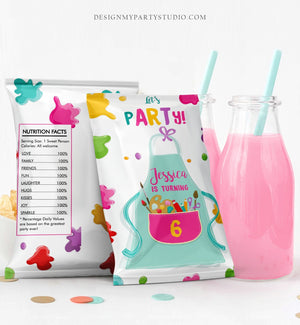 Editable Art Party Chip Bag Paint Party Decor Girl Birthday Craft Party Craft Birthday Painting Snack Favors Digital Corjl Template 0319