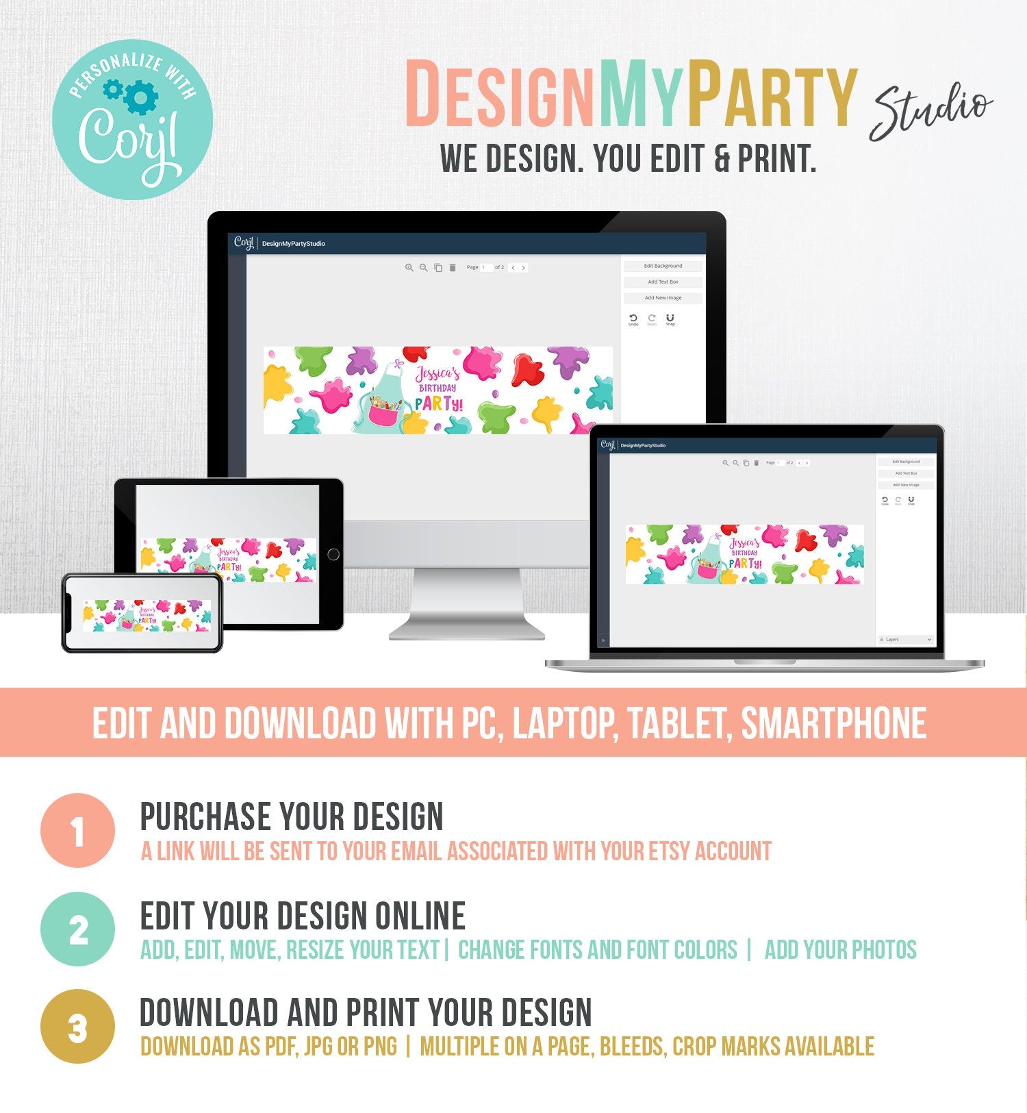 Editable Art Party Water Bottle Labels Painting Birthday Decor Craft Birthday Art Party Favors Drink Labels Bottle Label Template Corjl 0319