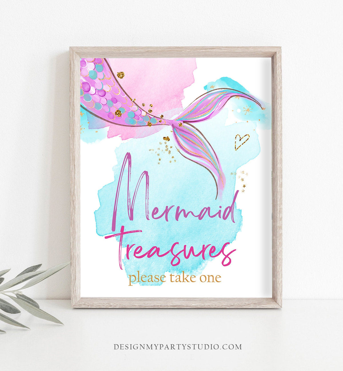 Mermaid Treasures Sign Birthday Sign Table Decor Mermaid Party Favor Sign Mermaid Decor Under The Sea Mermaid Pink Download Printable 0403