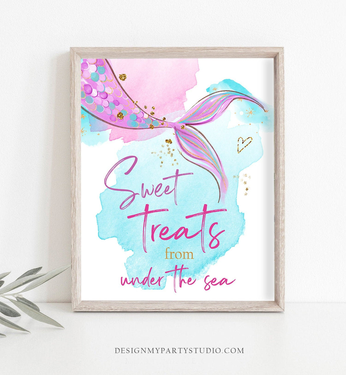 Sweet and Treats Sign Girl Mermaid Birthday Sign Table Decor Mermaid Party Sign Under The Sea Favors Snacks Instant Download Printable 0403