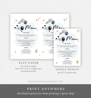Editable Outer Space Menu Card Space Birthday Galaxy First Trip Around the Sun Boy Planets Astronaut Download Corjl Template Printable 0366