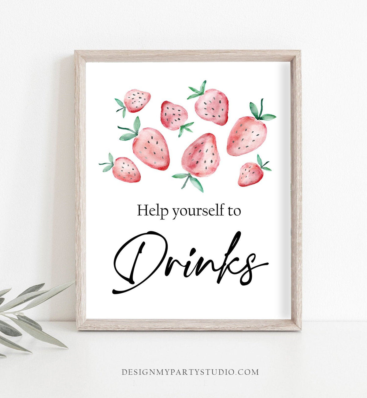 Drinks Sign Strawberry Birthday Party Sign Strawberries Party Sign Table Sign Berry Sweet Market Decorations Instant Download PRINTABLE 0399
