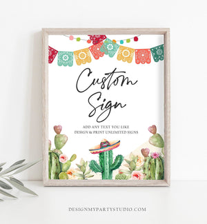 Editable Custom Sign Fiesta Cactus Sign Fiesta Decor Succulent Table Sign Shower Decor Mexican Watercolor Corjl Template Printable 8x10 0404