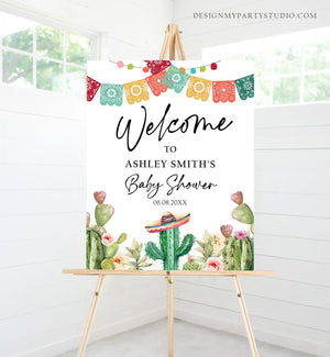 Editable Taco Bout a Baby Welcome Sign Baby Shower Watercolor Cactus Mexican Succulent Couples Table Sign Corjl Template Printable 0404
