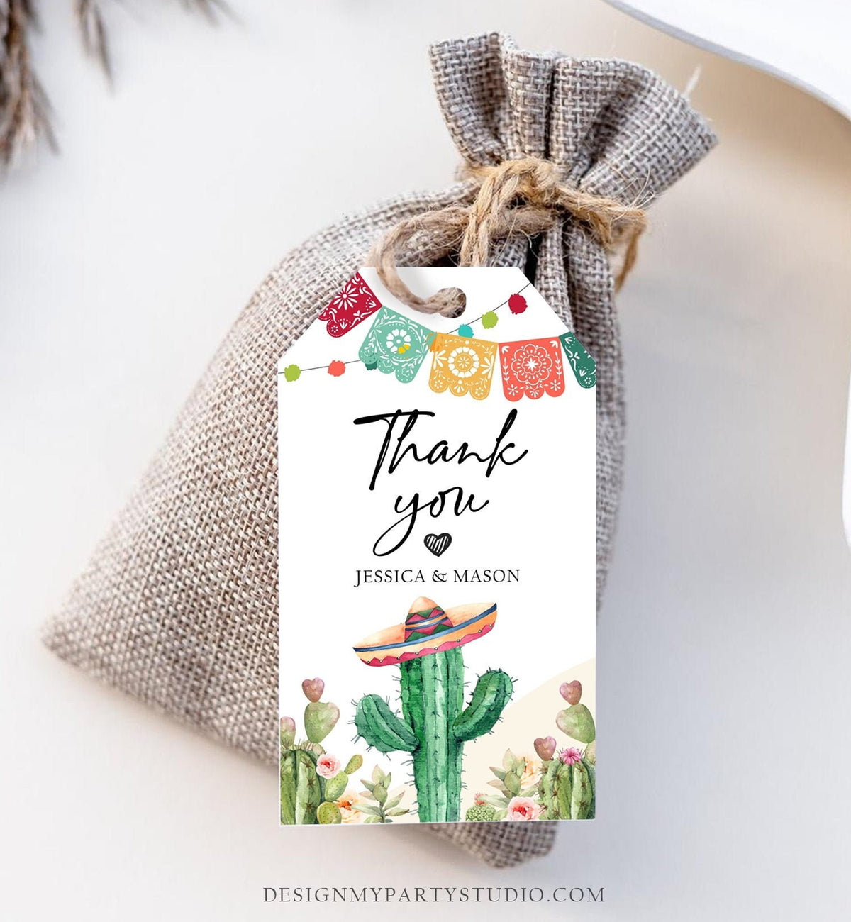 Editable Cactus Fiesta Favor Tags Fiesta Thank You Tag Mexican Muchas Gracias Bridal Shower Succulent Couples Watercolor Corjl Template 0404