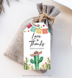 Editable Cactus Fiesta Favor Tags Love and Thanks Mexican Muchas Gracias Bridal Shower Succulent Couples Watercolor Corjl Template 0404