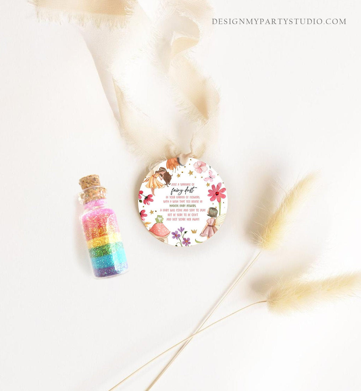 Editable Fairy Dust Favor Tags Enchanted Forest Birthday Magical Pixie Dust Poem Cards Fairy Garden Download Template PRINTABLE Corjl 0406