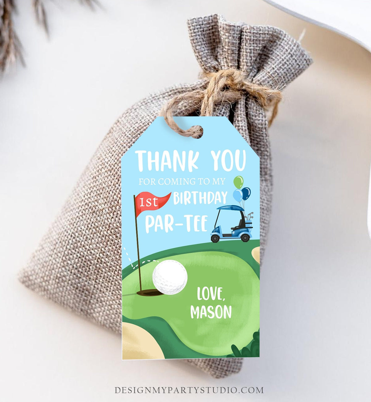 Editable Golf Favor Tag Golf Thank You Par-tee Tags Golfing Birthday Hole in One 1st Birthday Boy Gift Digital Template Printable 0405