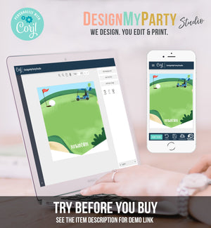 Editable Hole in One Birthday Banner Monthly Photo Banner Golf 1st Birthday Par-tee Golfing Digital Download Corjl Template Printable 0405