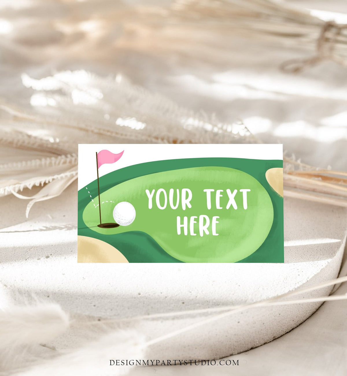 Editable Girl Golf Birthday Food Tent Cards Golf Labels Golf Party Place Cards 1st Birthday Pink Hole in One Printable Template Corjl 0405