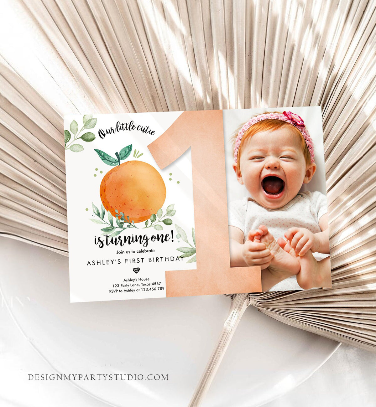 Editable Little Cutie Birthday Invitation Clementine Oranges Party Boy Girl Orange Invitation Citrus Download Printable Corjl Template 0330