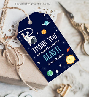 Editable Space Astronaut Favor Tags Space Birthday Thank You Tags Label Rocket Gift Outer Space Party Shower Corjl Template Printable 0259