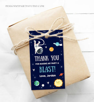 Editable Space Astronaut Favor Tags Space Birthday Thank You Tags Label Rocket Gift Outer Space Party Shower Corjl Template Printable 0259