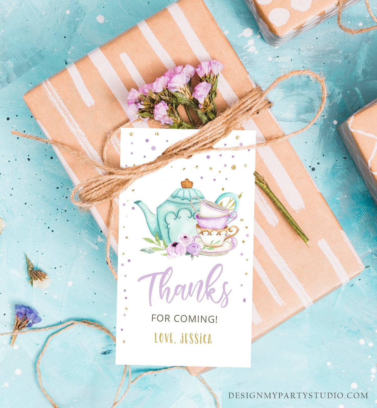 Editable Tea for Two Favor Tags Tea Birthday Thank You Tags Tea-rrific Tea Party Garden Floral Par-Tea Gift Digital Template Printable 0349