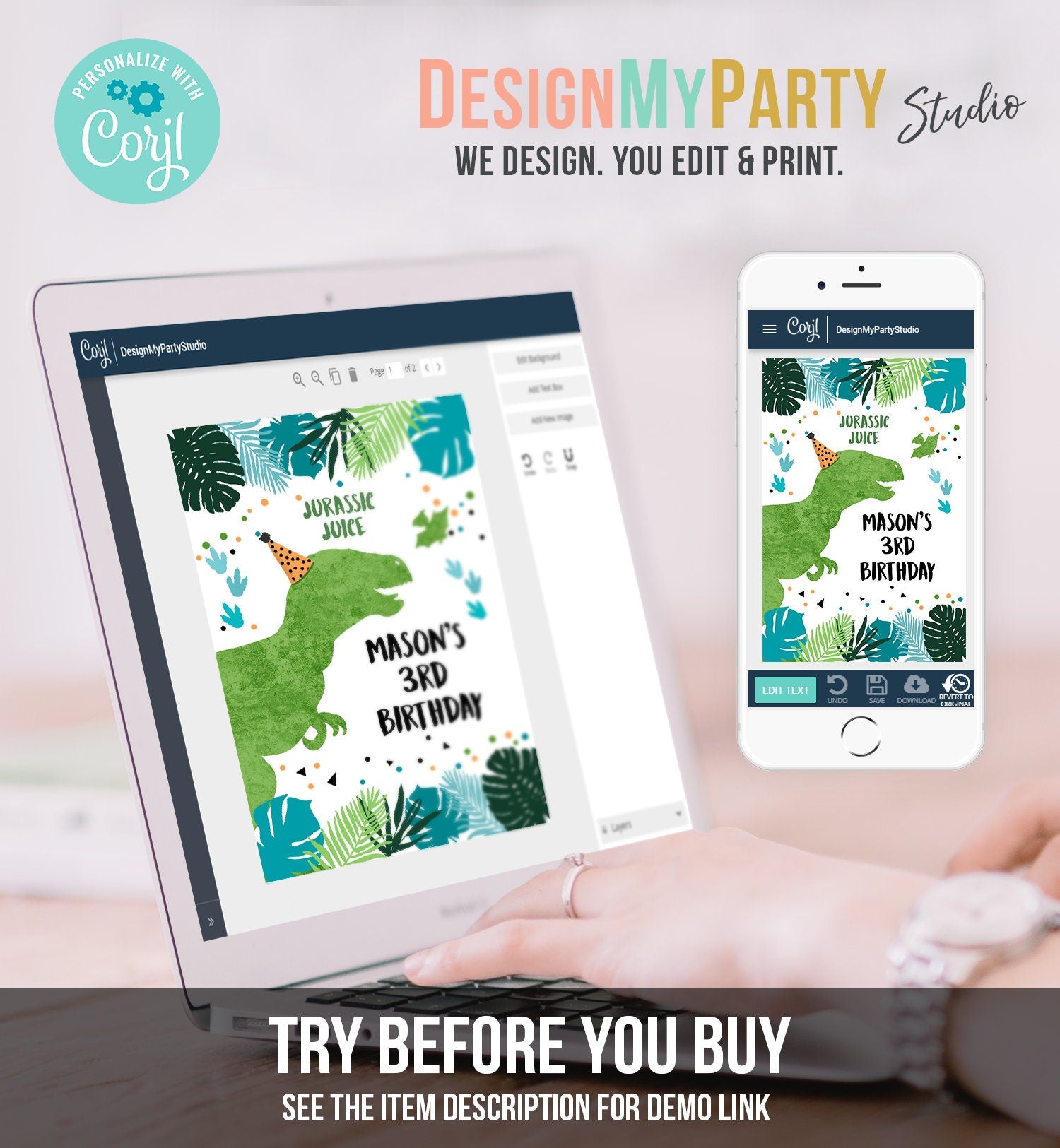 Editable Dinosaur Juice Pouch Labels Dinosaur Birthday Dino Boy Birthday T-Rex Green Prehistoric Download Digital Template Printable 0389