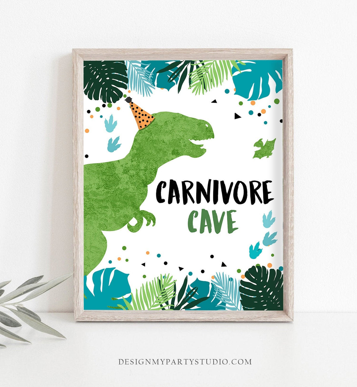 Carnivore Cave Dinosaur Birthday Sign Food Table Decor Dinosaur Birthday Dino Party Boy Prehistoric snacks T-Rex Table Sign Printable 0389