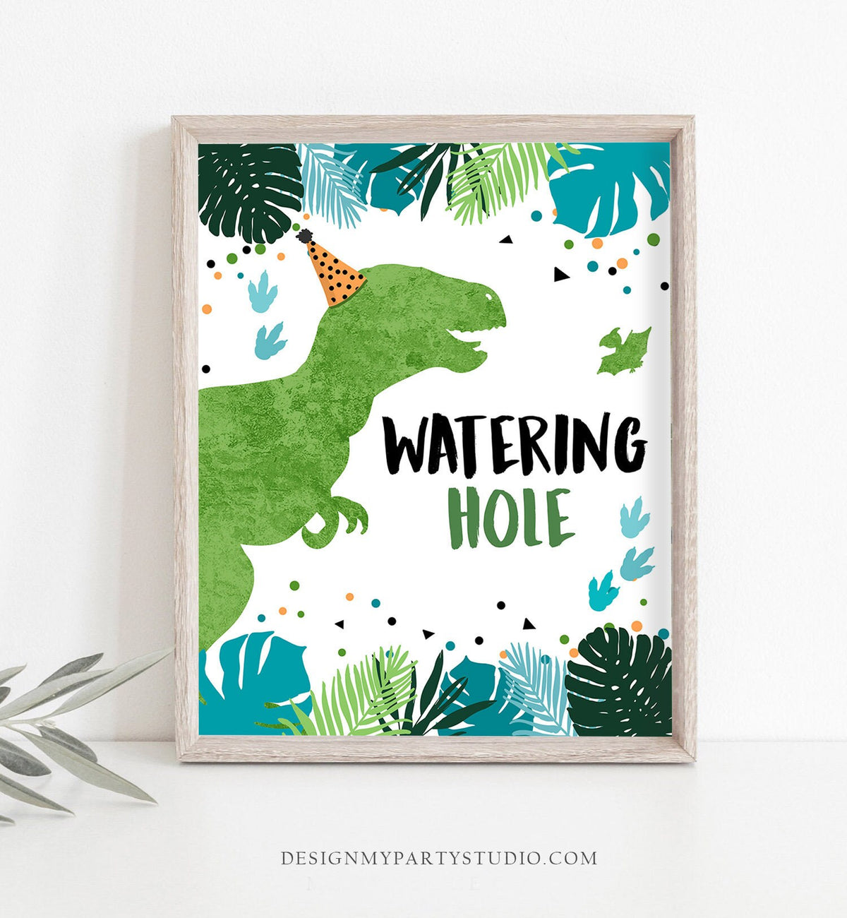 Watering Hole Birthday Sign Drink Table Decor Dinosaur Birthday Dino Party Boy Prehistoric T-Rex Table Sign Instant Download Printable 0389
