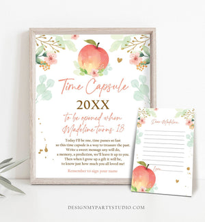 Editable Peach Birthday Time Capsule Peach First Birthday Party Girl Pink Floral One Sweet Peach Guestbook Template Printable Corjl 0401