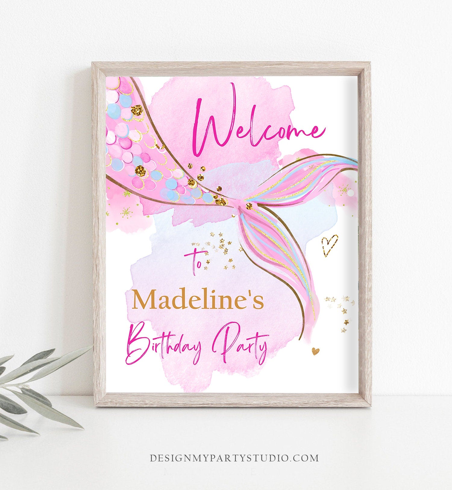 Editable Mermaid Welcome Sign Mermaid Birthday Sign Girl Mermaid Tail Birthday Decor Welcome Under The Sea Template Corjl PRINTABLE 0403