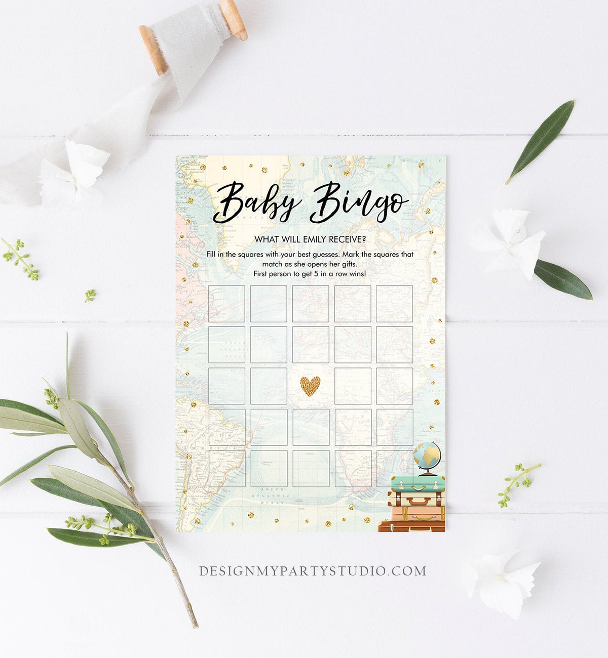 Editable Baby Bingo Baby Shower Game Card Travel Adventure Journey Sprinkle Couples Activity Digital Download Template Printable 0263