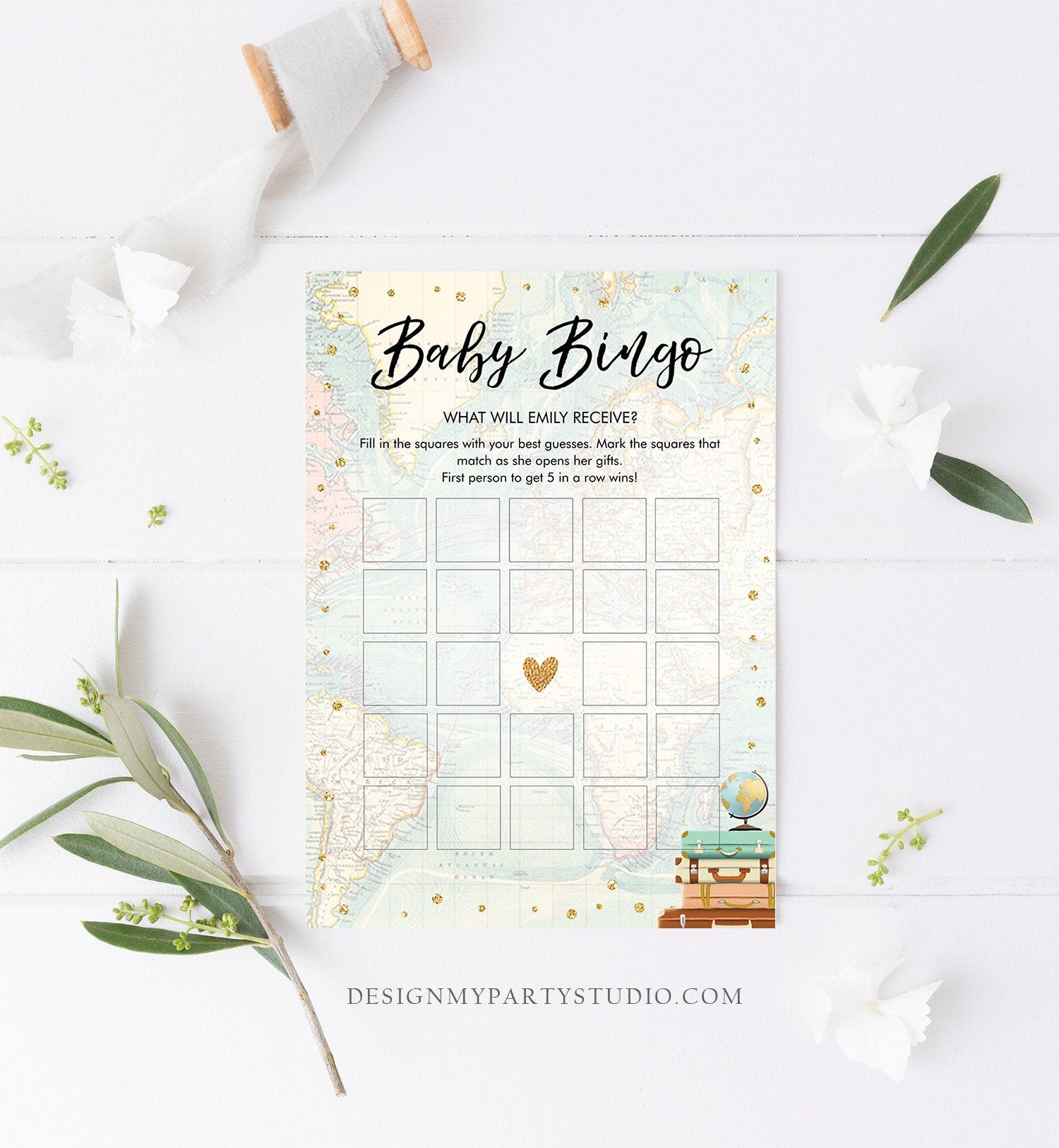 Editable Baby Bingo Baby Shower Game Card Travel Adventure Journey Sprinkle Couples Activity Digital Download Template Printable 0263