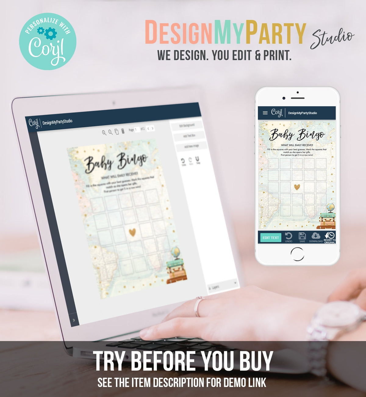 Editable Baby Bingo Baby Shower Game Card Travel Adventure Journey Sprinkle Couples Activity Digital Download Template Printable 0263