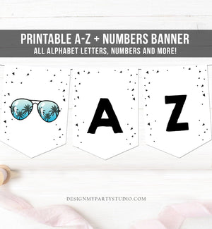Two Cool Birthday Banner A-Z Alphabet Numbers Banner First Happy Birthday Banner Boy Two Legit to Quit One Cool Dude Decor Printable 0136
