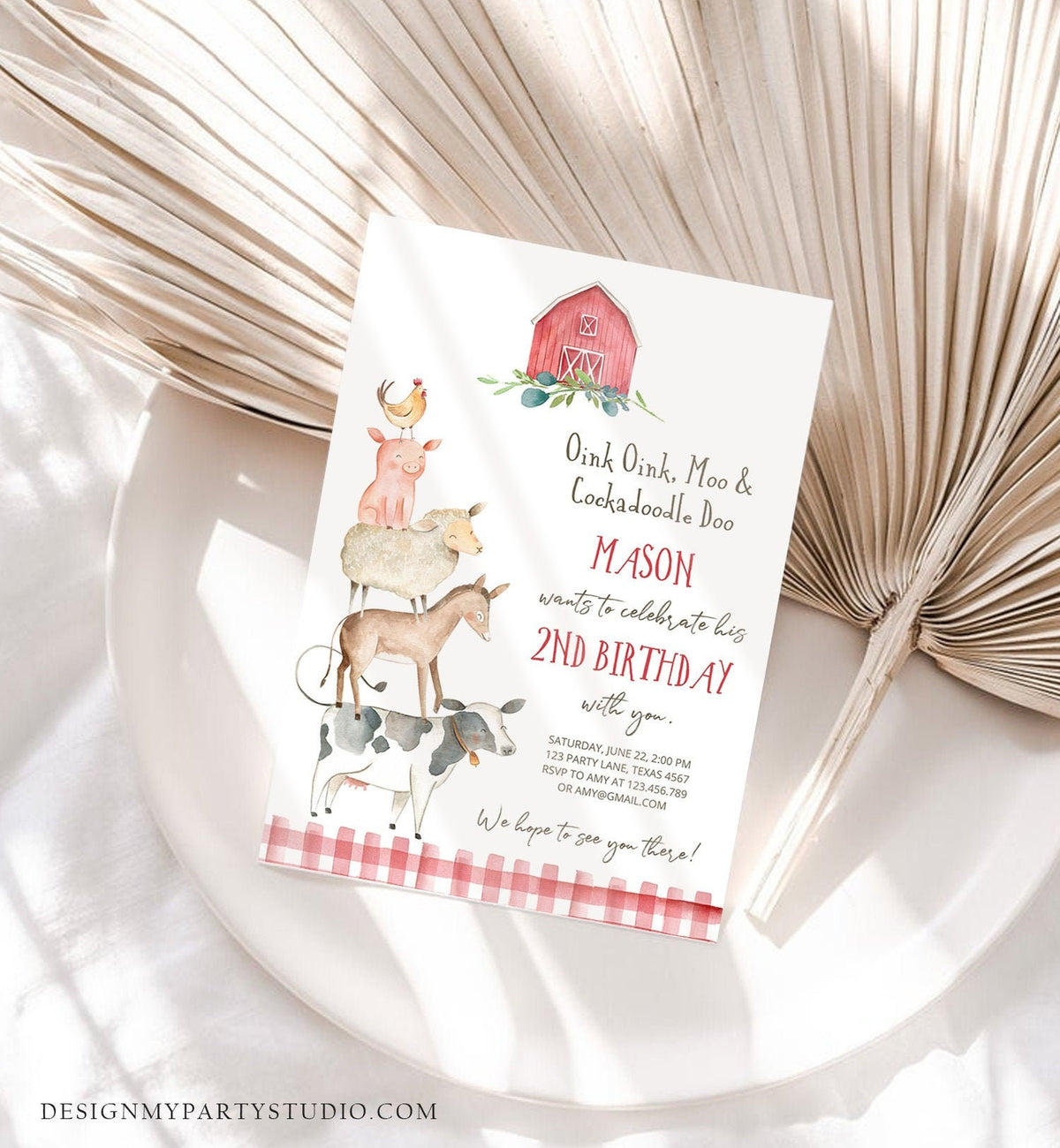 Editable Farm Animals Birthday Invitation Boy Party Animals Boy Barnyard Birthday Party Digital Download Evite Template Printable 0155