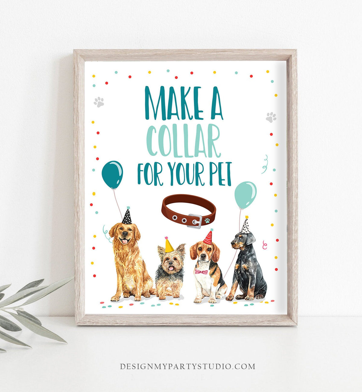 Make a Collar Sign Puppy Birthday Sign Table Decor Dog Birthday Party Boy Activity Game Boy Sign Vet Decor Sign Download Printable 0384