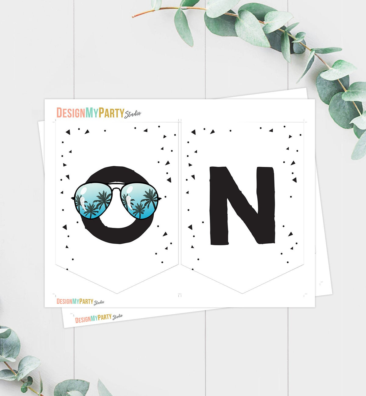 One Cool Dude High Chair Banner Sunglasses Palm 1st First Birthday Boy High Chair ONE Banner Party Decor Digital Download Printable 0136