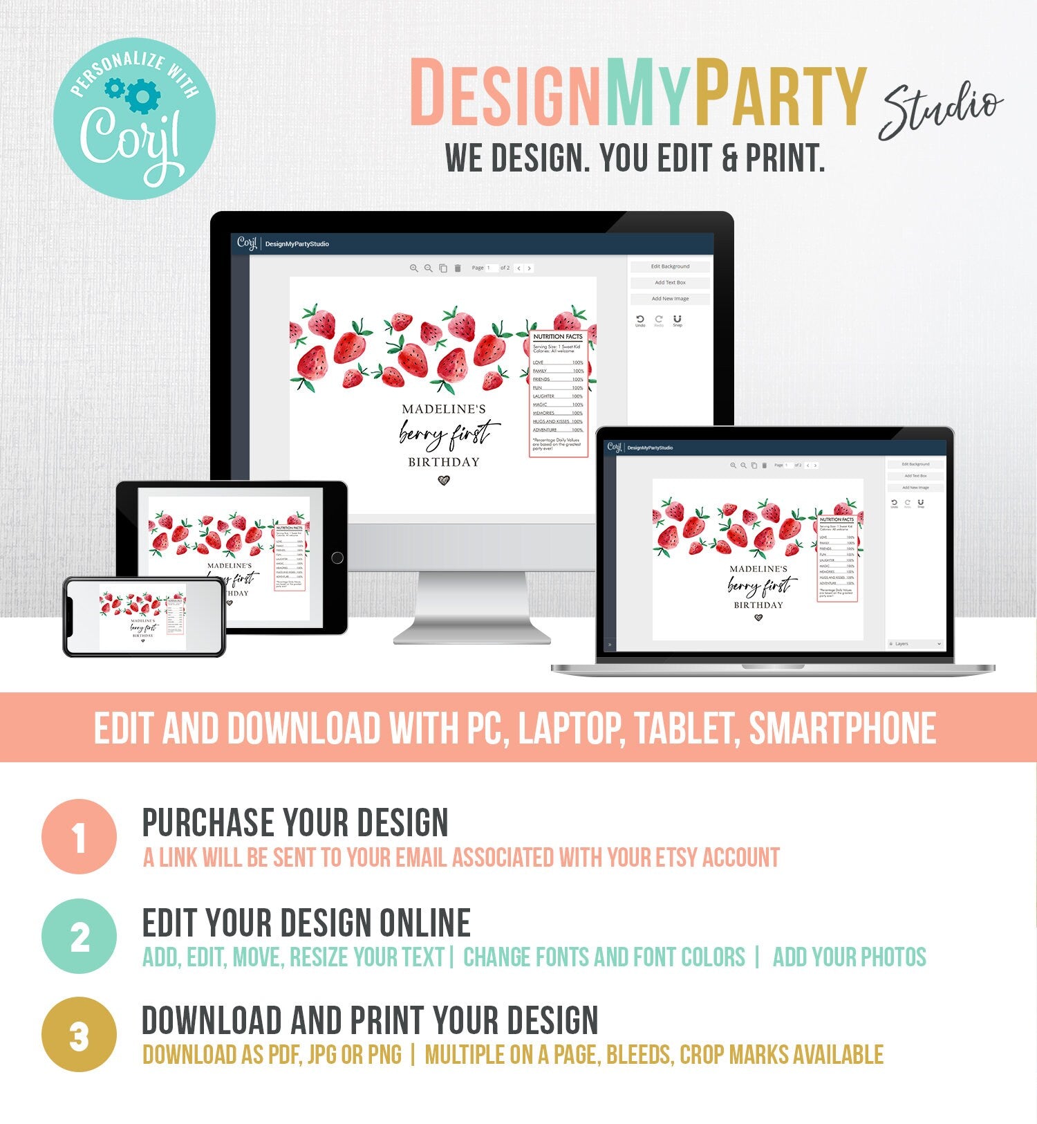 Editable Strawberry Chip Bag Berry First Birthday Party Decor Strawberry Berry Sweet Snack Favors Digital Download Template Printable 0399