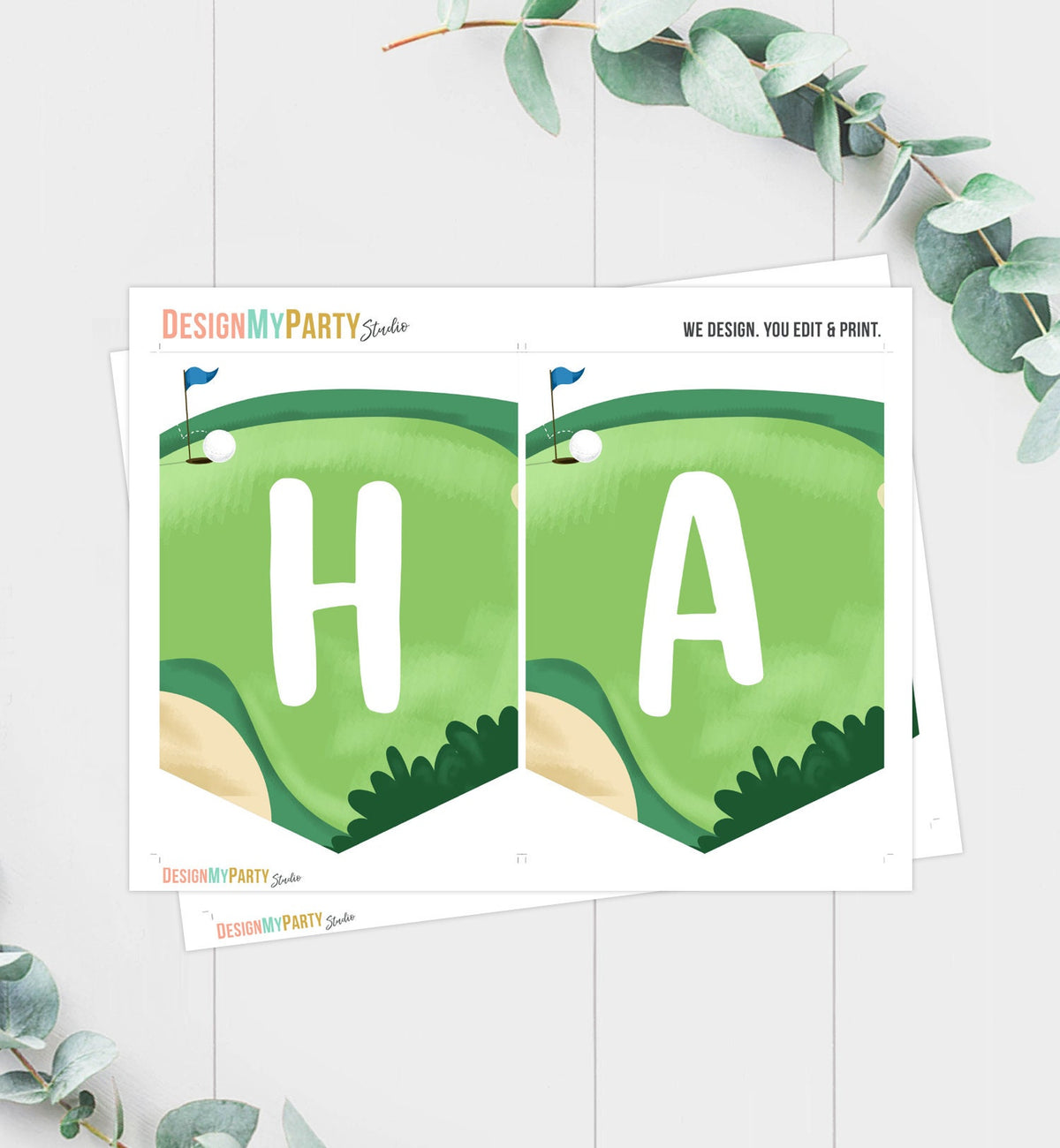 Golf Happy Birthday Banner Hole in One Banner Birthday Boy Blue Golfing Decorations Par-tee Instant download PRINTABLE DIGITAL DIY 0405