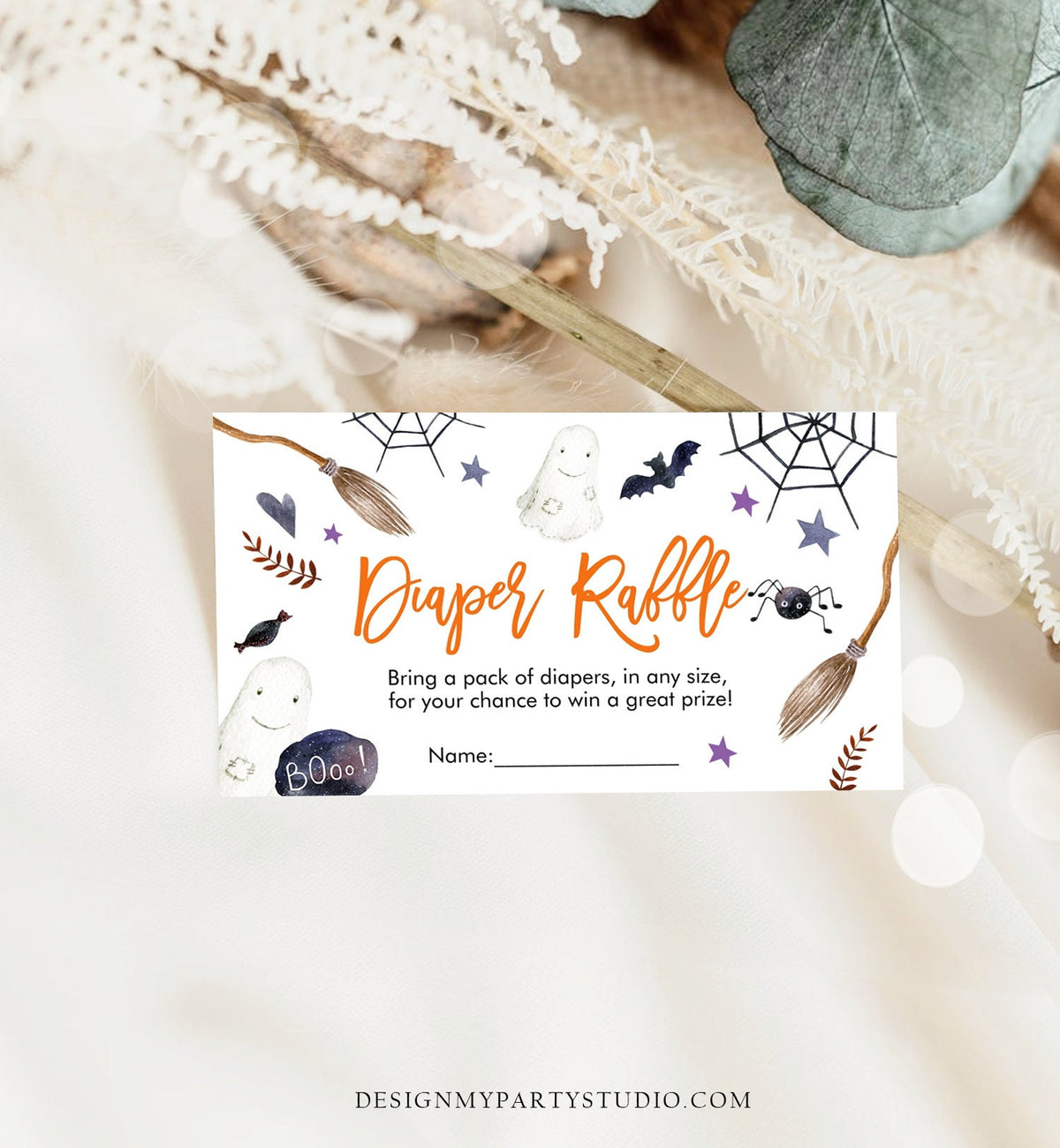 Editable Halloween Diaper Raffle Ticket Peek a Boo Halloween Baby Shower Registry Card Diaper Game Digital Download Template Printable 0199