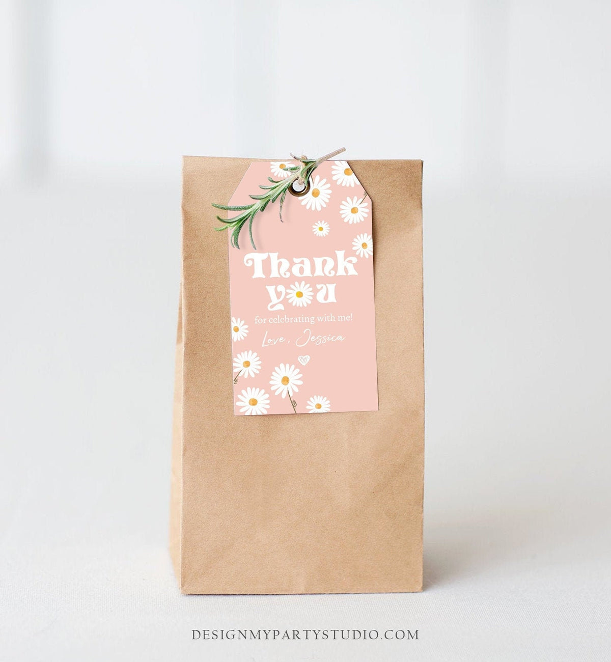Editable Daisy Birthday Favor Tag Daisy Thank You Gift Tag Daisy Party Girl Floral Boho Girl Download Digital Template Printable 0410