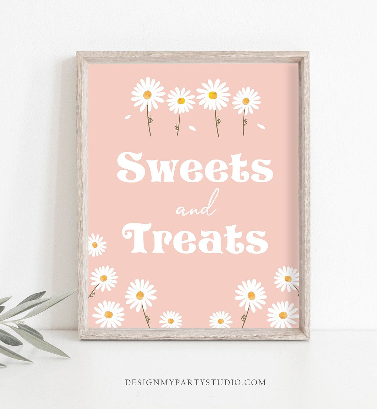 Sweets and Treats Sign Daisy Birthday Sign Retro Party Decor Boho Daisies Flower Power Favors Snacks Instant Download Printable 0410