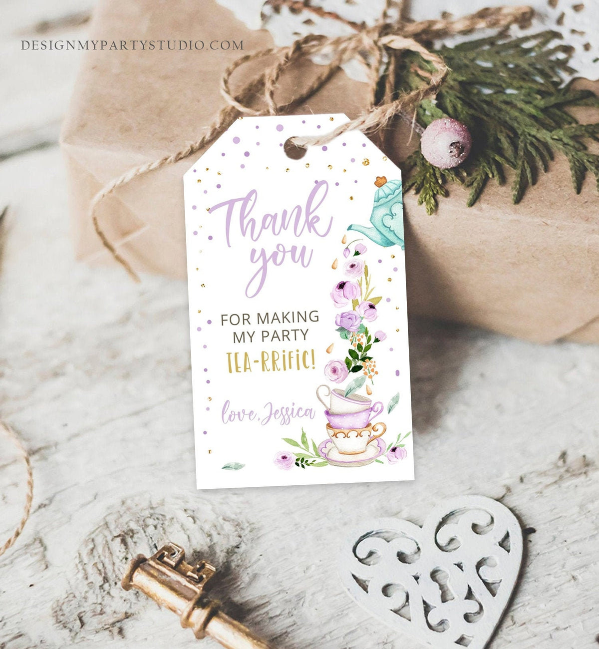 Editable Tea for Two Favor Tags Tea Birthday Thank You Tags Tea-rrific Tea Party Garden Floral Par-Tea Gift Digital Download Template 0349