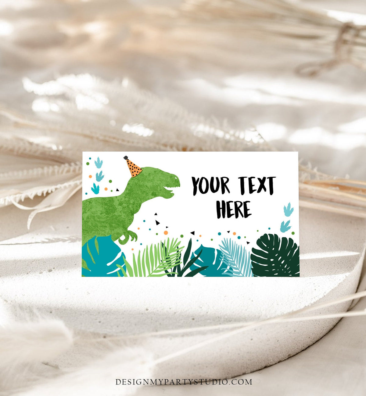 Editable Dinosaur Food Labels Dinosaur Party Place Card Tent Card Escort Card Green Dino Birthday Boy T-Rex Instant Template Printable 0389