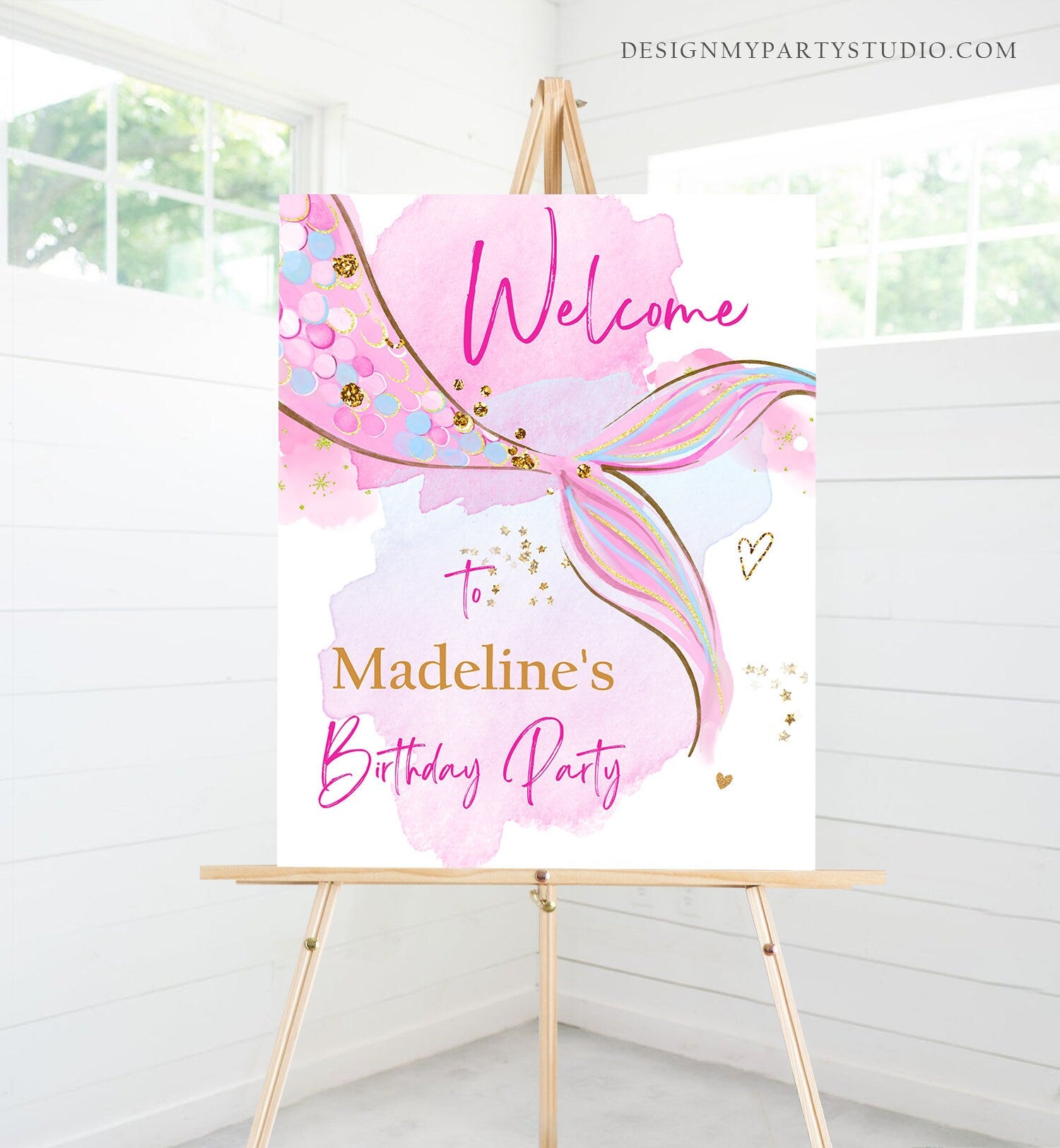 Editable Mermaid Welcome Sign Mermaid Birthday Sign Girl Mermaid Tail Birthday Decor Welcome Under The Sea Template Corjl PRINTABLE 0403