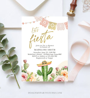 Editable Fiesta Bridal Shower Invitation Couples Shower Mexican Cactus Succulent Boho Desert Floral Printable Invitation Template Corjl 0419
