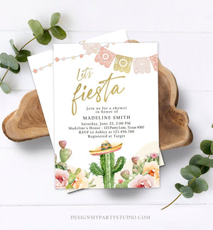 Editable Fiesta Bridal Shower Invitation Couples Shower Mexican Cactus Succulent Boho Desert Floral Printable Invitation Template Corjl 0419