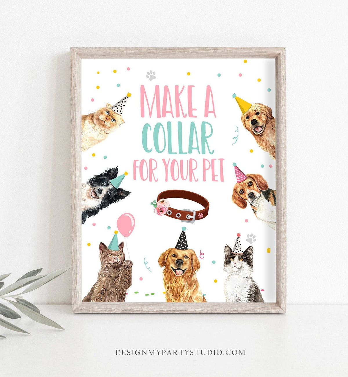 Make a Collar Sign Puppy Birthday Sign Table Decor Cats and Dogs Birthday Party Activity Game Sign Vet Decor Sign Download Printable 0384