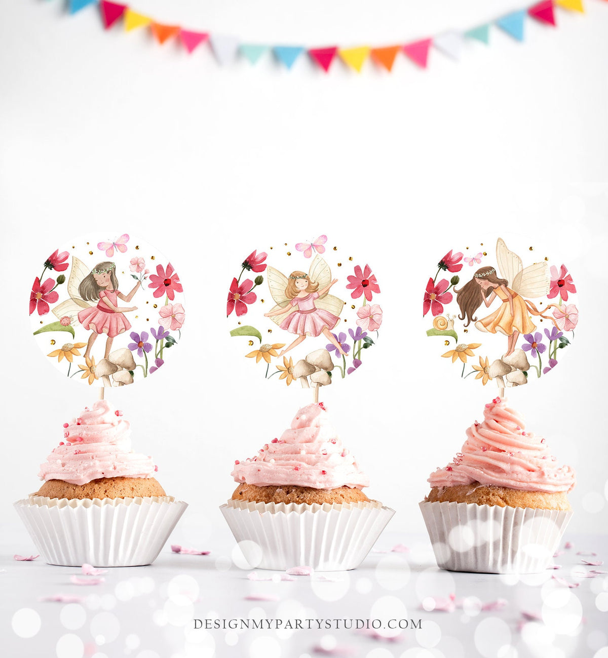 Fairy Cupcake Toppers Favor Tags Girl Fairy Birthday Party Decoration Enchanted Forest Tea Garden Party Girl Download Digital PRINTABLE 0406